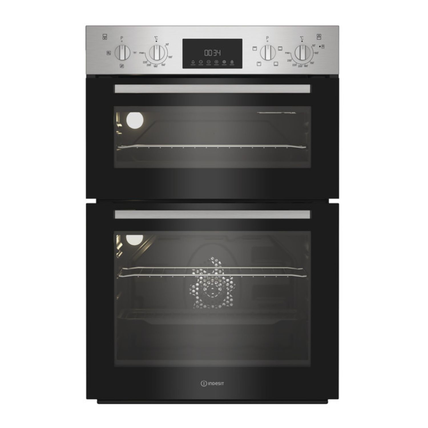 Indesit Stainless Steel Electric Built In Double Oven Size 59.4