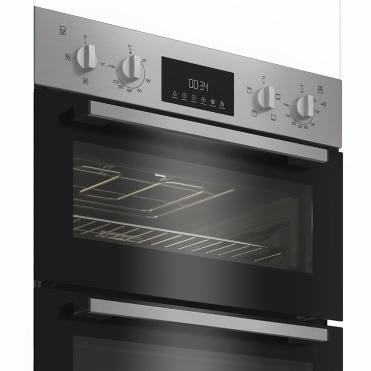 Indesit Electric Built In Double Oven - Stainless Steel
