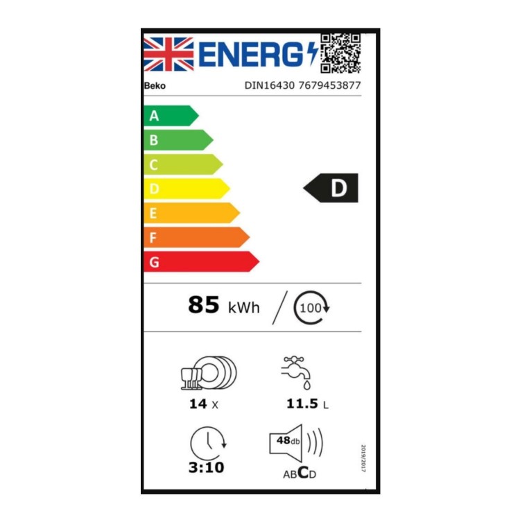 Beko Quick&Shine Integrated Dishwasher - D-Rated Black and silver control panel