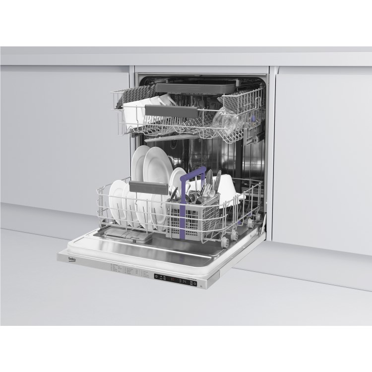 BEKO DIN28320 EcoSmart 13 Place Fully Integrated Dishwasher With Cutlery Tray