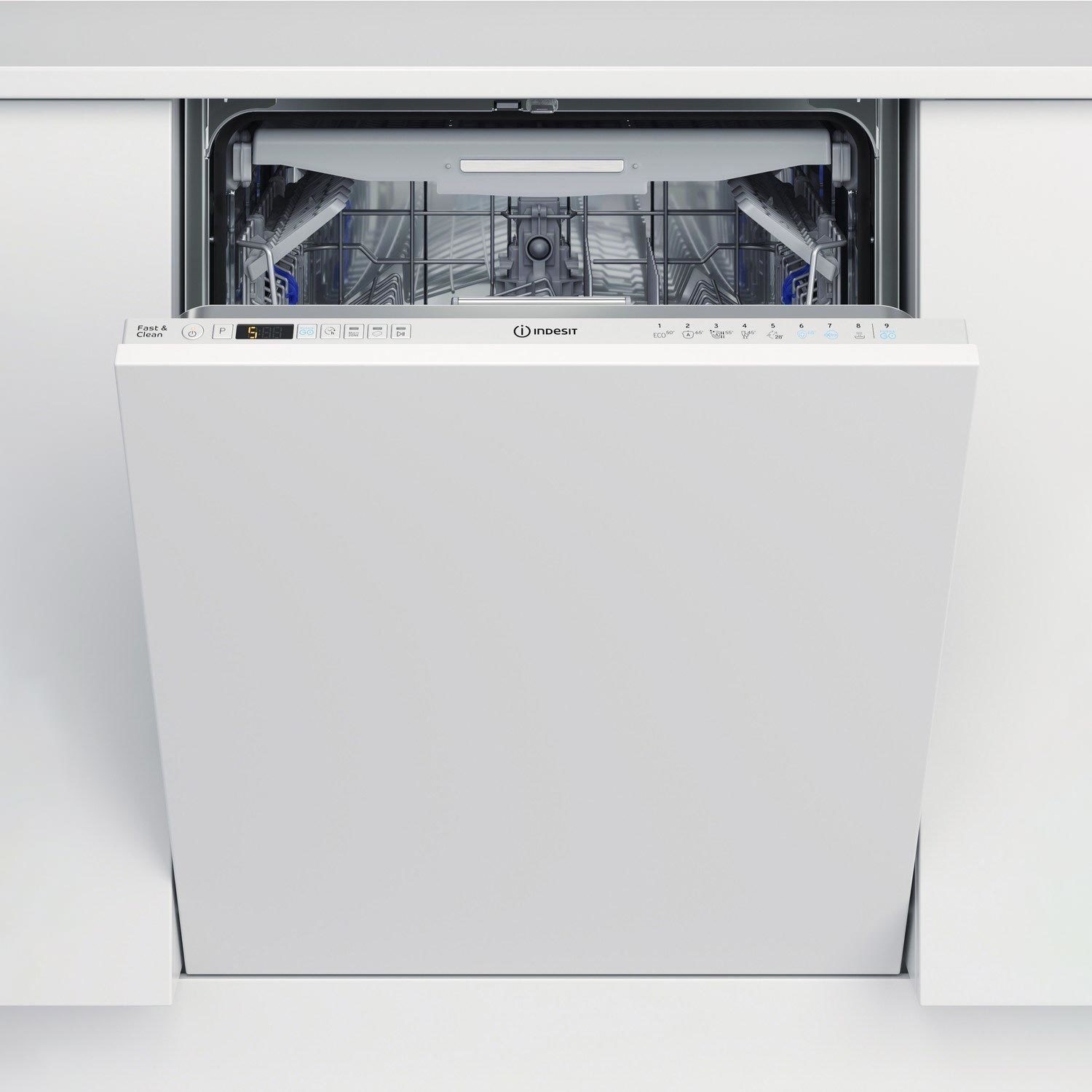 Indesit Push&Go Integrated Full Size Dishwasher - Fast&Clean 14 Place Settings, Auto Door, D-Rated