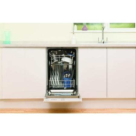 GRADE A1 - Indesit DISR14B1 10 Place Slimline Fully Integrated Dishwasher