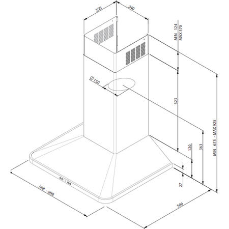 AEG DK4460-M Slimline Standard 60cm Chimney Cooker Hood Stainless Steel
