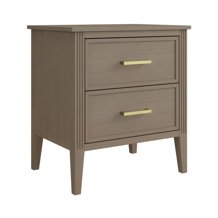 ONLY OPENED - Wide Dark Wood 2-Drawer Bedside Table - Delilah