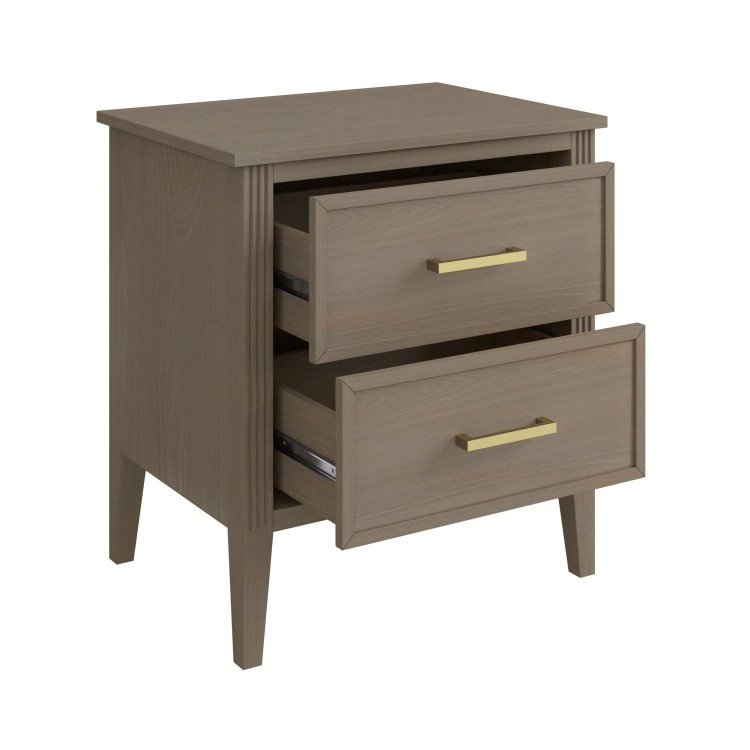 ONLY OPENED - Wide Dark Wood 2-Drawer Bedside Table - Delilah