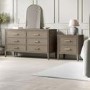 ONLY OPENED - Wide Dark Wood 2-Drawer Bedside Table - Delilah