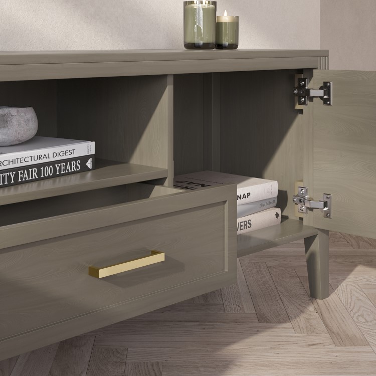 Large Dark Wooden TV Stand with Storage - TV's up to 65" - Delilah