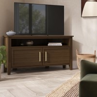 Corner Walnut TV Stand with Storage - TV's up to 43" - Delilah