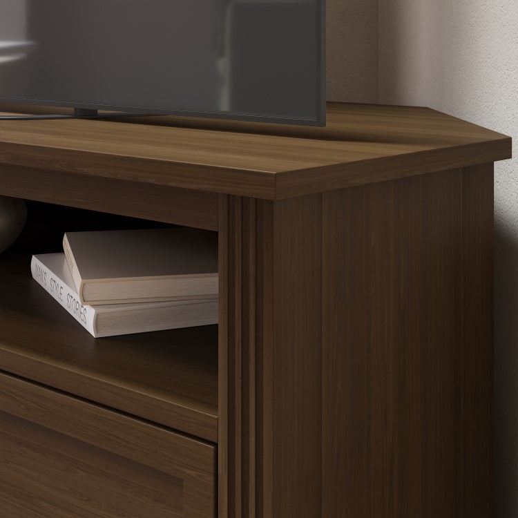Corner Walnut TV Stand with Storage - TV's up to 43" - Delilah