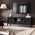 DLH024 Large Black Wooden TV Stand with Storage - TV's up to 65" - Delilah