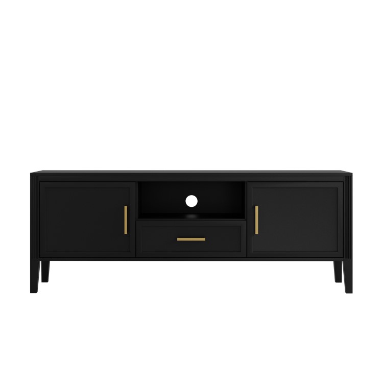 Large Black Wooden TV Stand with Storage - TV's up to 65" - Delilah