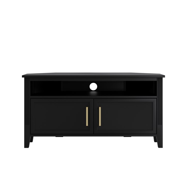 Corner Black Wooden TV Stand with Storage - TV's up to 43" - Delilah