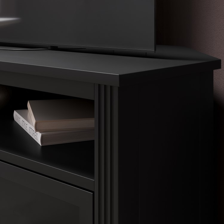 Corner Black Wooden TV Stand with Storage - TV's up to 43" - Delilah