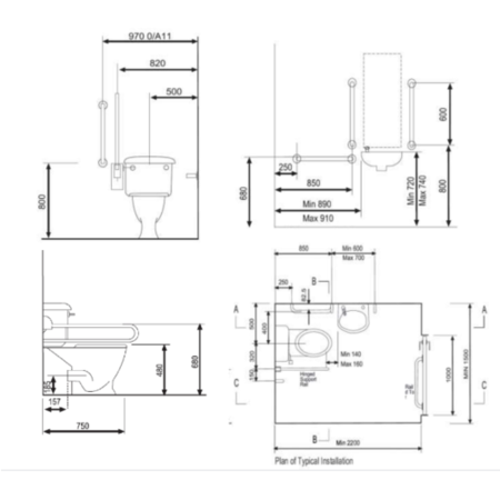 Nymas Close Coupled Doc M Pack Disibility Bathroom Suite with Polished Fixings