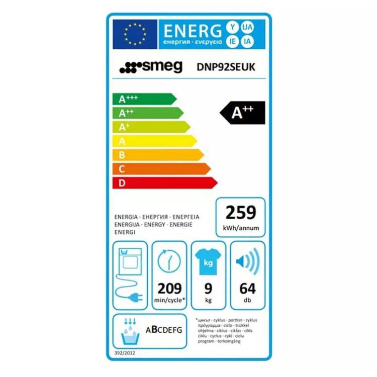 GRADE A2 - Smeg 9kg Heat Pump Tumble Dryer - White