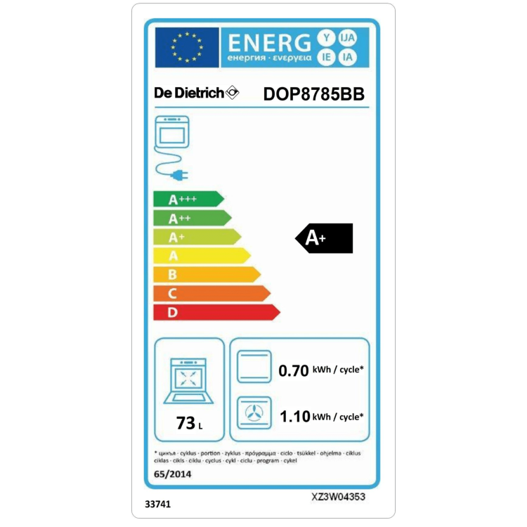De Dietrich Electric Single Oven with DX3 Display & Pyrolytic Cleaning - Platinum