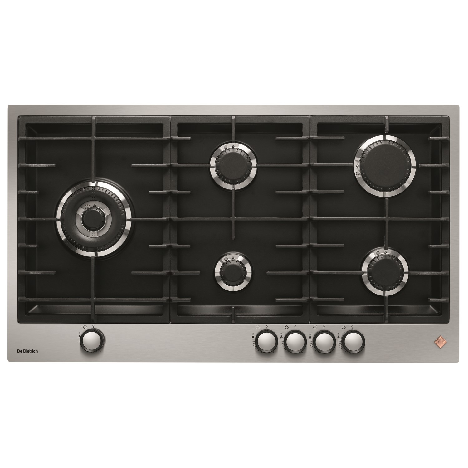 Table de cuisson gaz 90cm 5 feux noir/inox - De Dietrich DPE7929XF