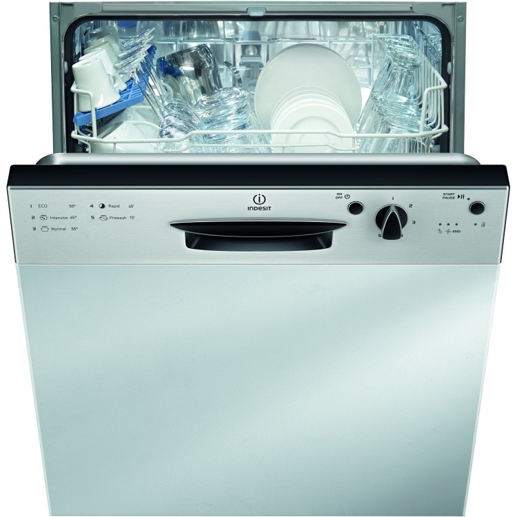 GRADE A1 - Indesit DPG15B1NX 13 Place Semi-Integrated Dishwasher-Stainless Steel