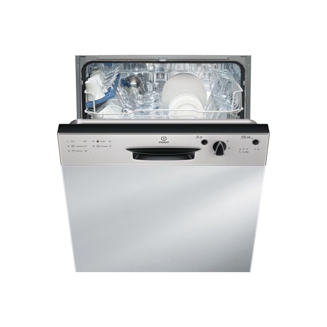 GRADE A2 - Indesit DPG15B1NX Ecotime 13 Place Semi Integrated Dishwasher with Quick Wash - Stainless Steel