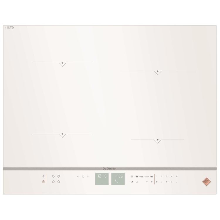 De Dietrich DPI7670W 65cm 4 Zone Induction Hob 7 Functions 20 Power Levels -  White