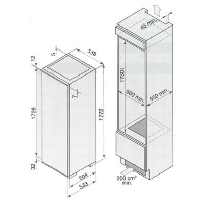De Dietrich DRS635JE ntegrated In Column Larder Fridge