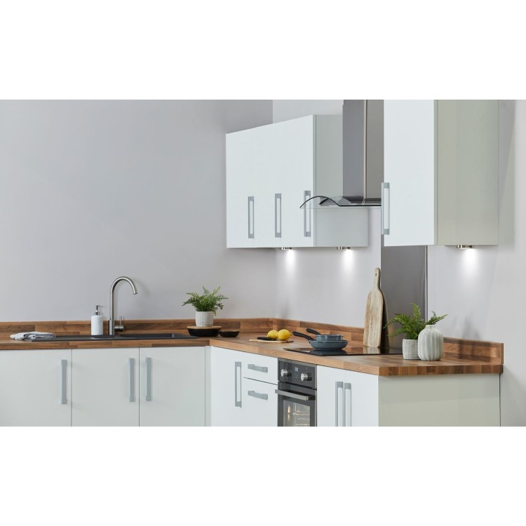 De Santii 60cm Curved Glass Chimney Hood - Stainless Steel
