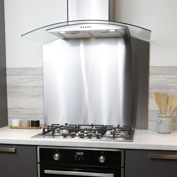 De Santii 60cm Curved Glass Chimney Hood - Stainless Steel