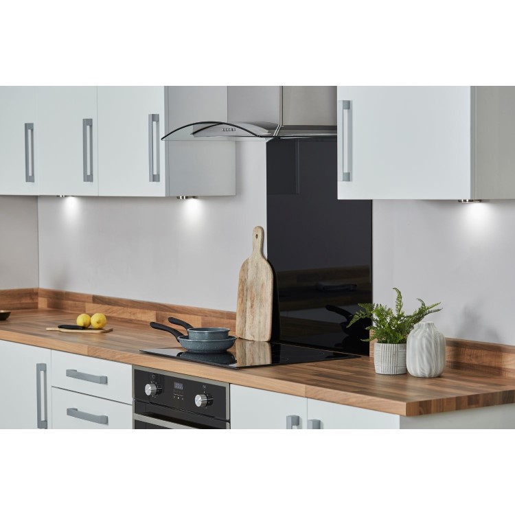 De Santii 60cm Curved Glass Chimney Hood - Stainless Steel