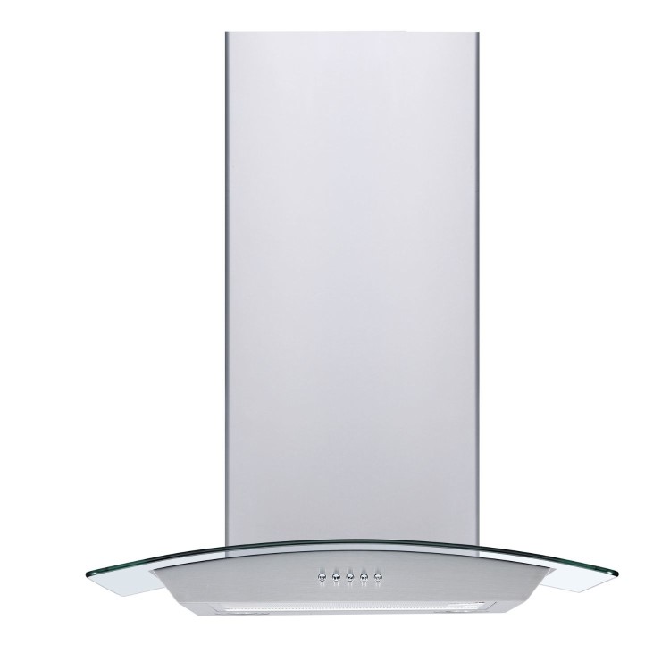 De Santii 60cm Curved Glass Chimney Hood - Stainless Steel