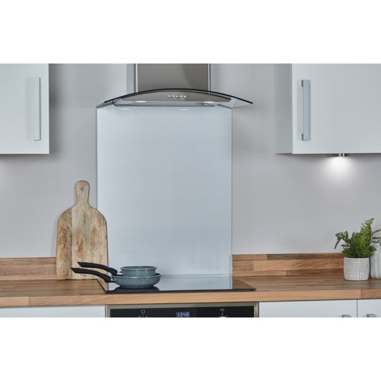 De Santii 60cm Curved Glass Chimney Hood - Stainless Steel