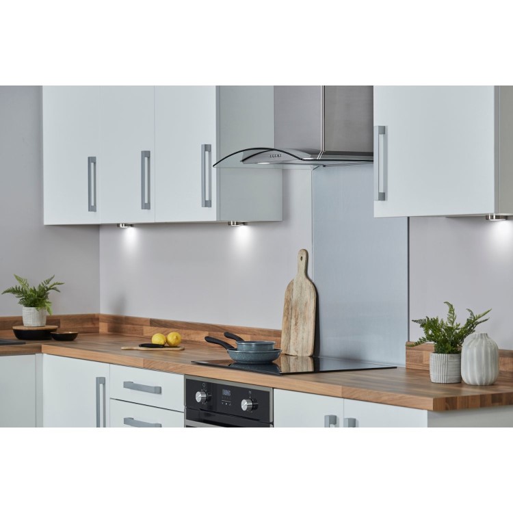 De Santii 60cm Curved Glass Chimney Hood - Stainless Steel