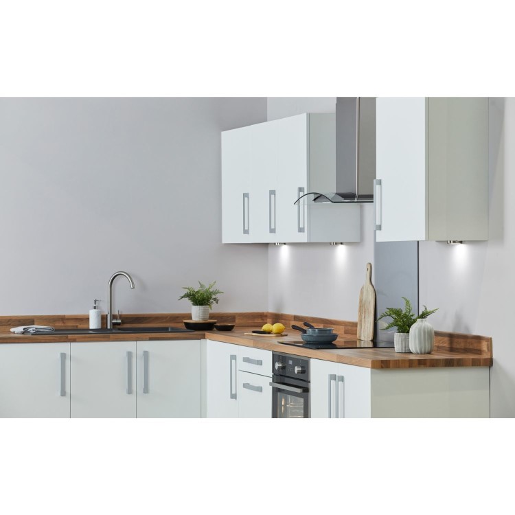 De Santii 60cm Curved Glass Chimney Hood - Stainless Steel