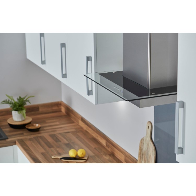 De Santii 60cm Flat Glass Chimney Cooker Hood  - Stainless Steel