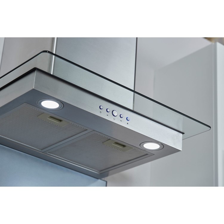 De Santii 60cm Flat Glass Chimney Cooker Hood  - Stainless Steel
