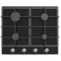 DS60GOGBK De Santii 60cm 4 Burner Gas Hob - Black Glass