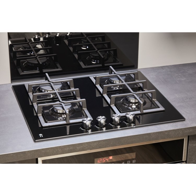 De Santii Esquire Splash 60cm 4 Burner Gas Hob - Black