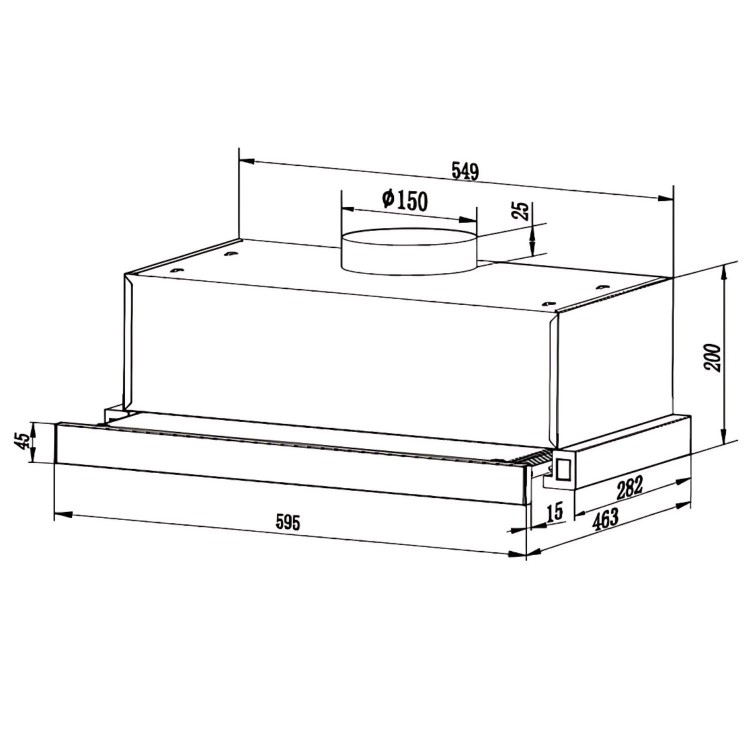 De Santii 60cm Telescopic Canopy Cooker Hood - Stainless Steel