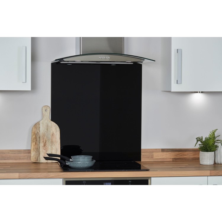 De Santii 70cm Curved Glass Chimney Cooker Hood - Stainless Steel