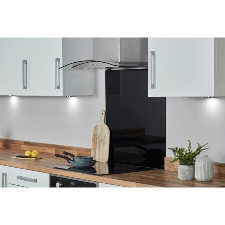 De Santii 70cm Curved Glass Chimney Cooker Hood - Stainless Steel