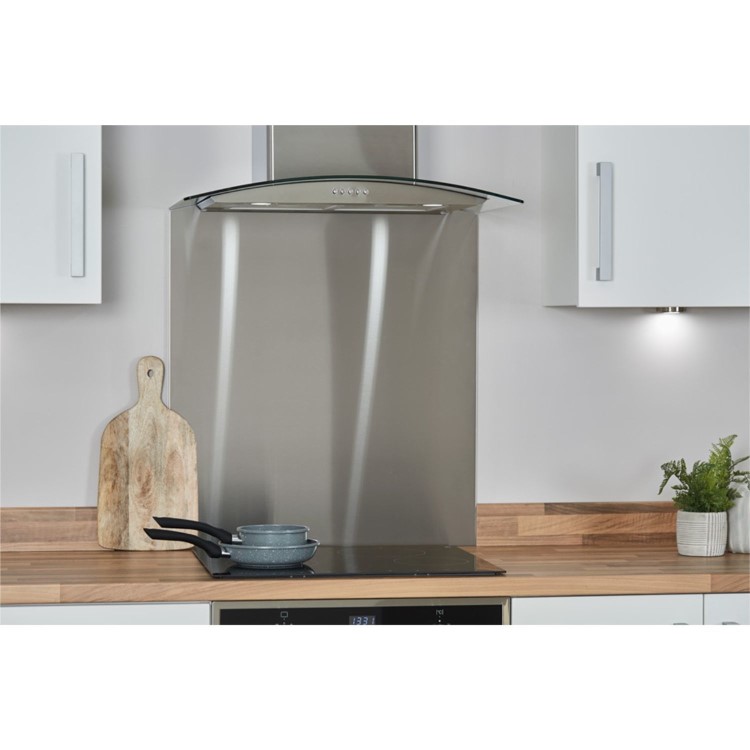 De Santii 70cm Curved Glass Chimney Cooker Hood - Stainless Steel