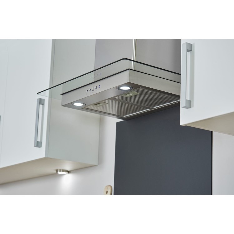 De Santii 70cm Flat Glass Chimney Cooker Hood - Stainless Steel