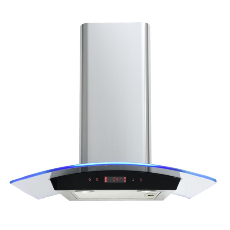 De Santii 70cm Curved Glass Chimney Cooker Hood - Stainless Steel