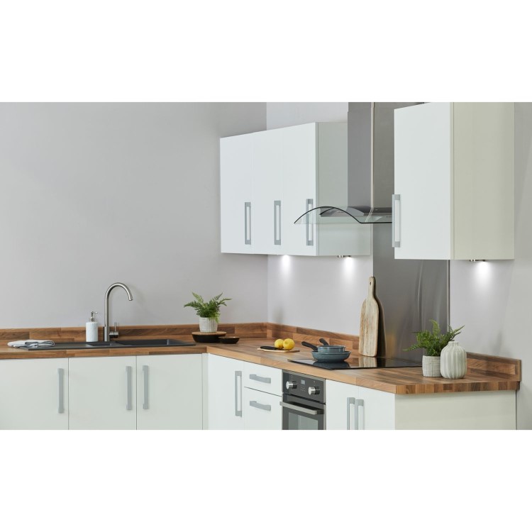 De Santii 90cm Curved Glass Cooker Hood - Stainless steel