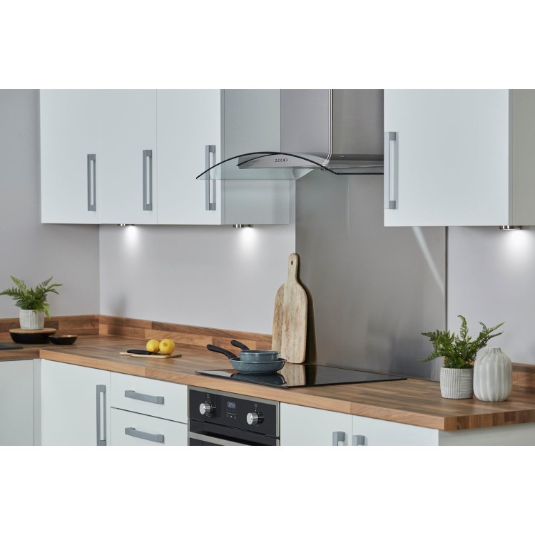 De Santii 90cm Curved Glass Cooker Hood - Stainless steel