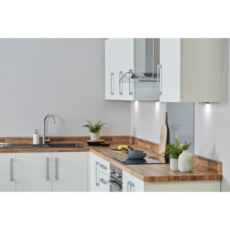 De Santii 90cm Curved Glass Cooker Hood - Stainless steel