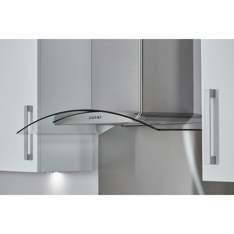 De Santii 90cm Curved Glass Cooker Hood - Stainless steel