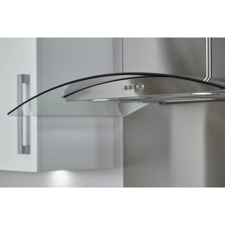 De Santii 90cm Curved Glass Cooker Hood - Stainless steel