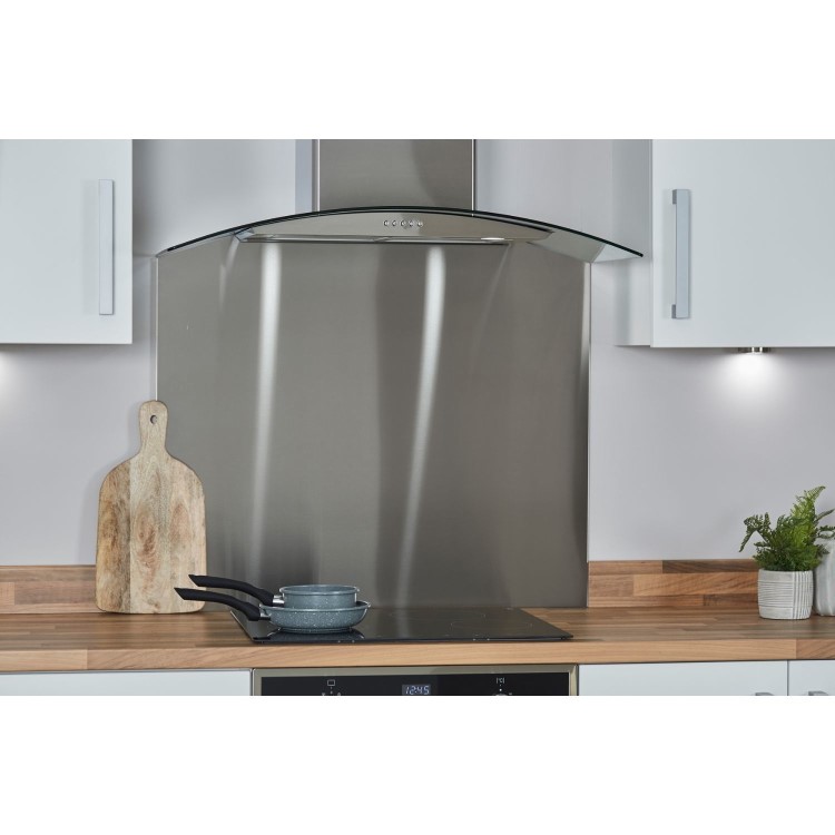 De Santii 90cm Curved Glass Cooker Hood - Stainless steel