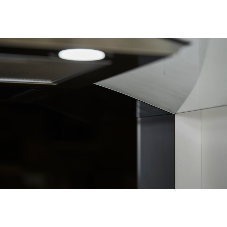 De Santii 90cm Curved Glass Cooker Hood - Stainless steel
