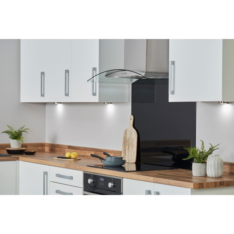 De Santii 90cm Curved Glass Cooker Hood - Stainless steel